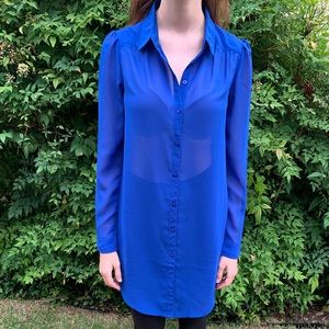 Long Sleeve Collared Chiffon Blouse